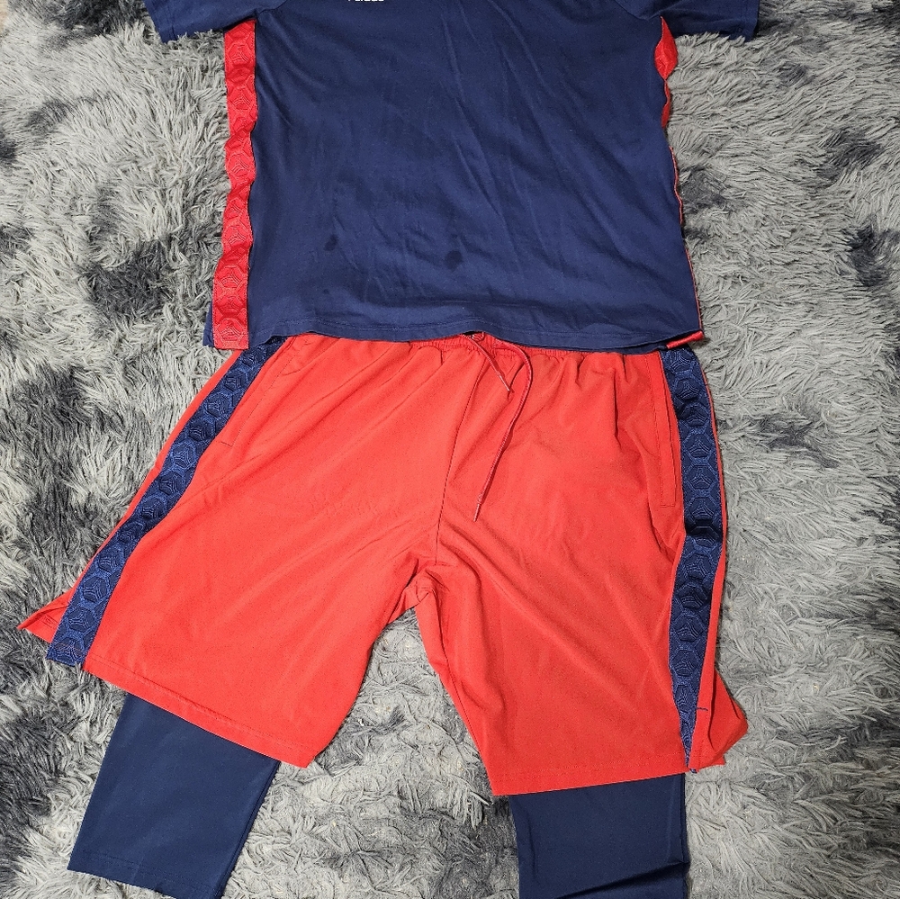 Men's Adidas soccer shorts and shirt set